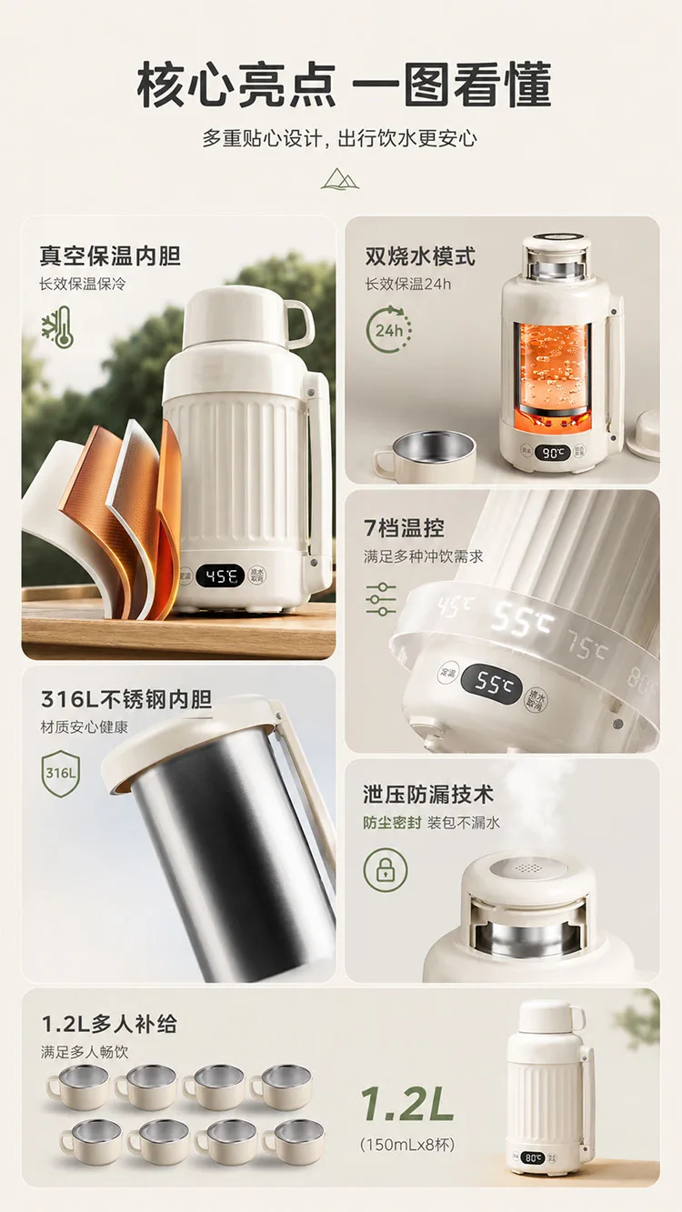 Smart Heating Compact Electric Travel Kettle for Office Use detail 5