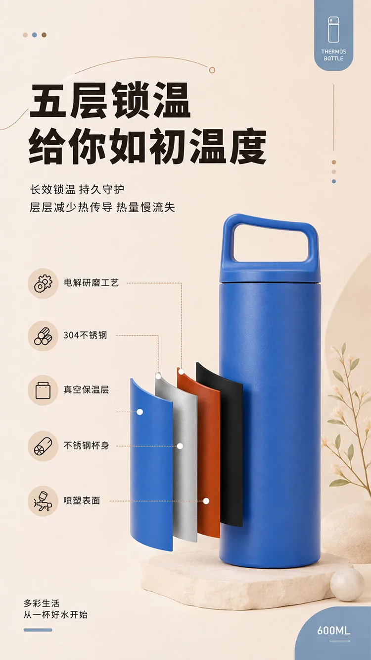 Portable Angled Spout Insulated Water Bottle detail 4