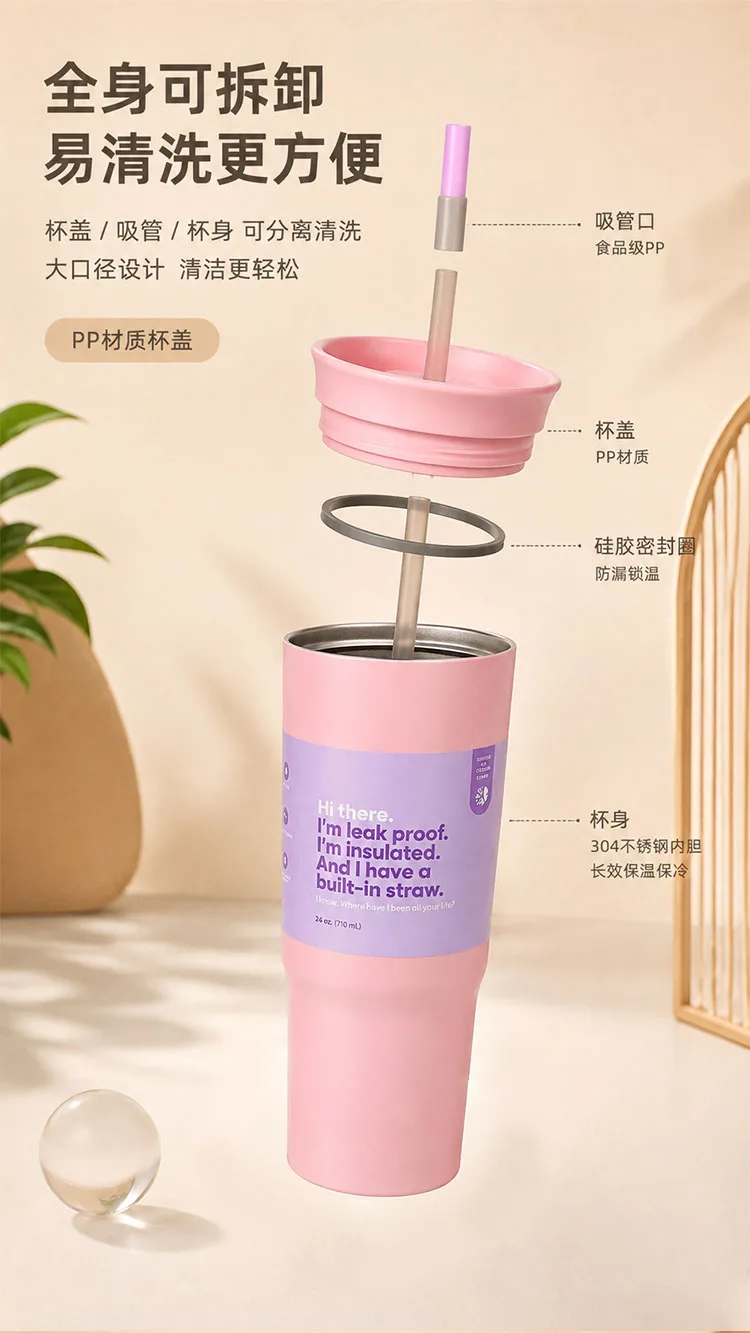 Stainless Steel Straw Tumbler detail 6