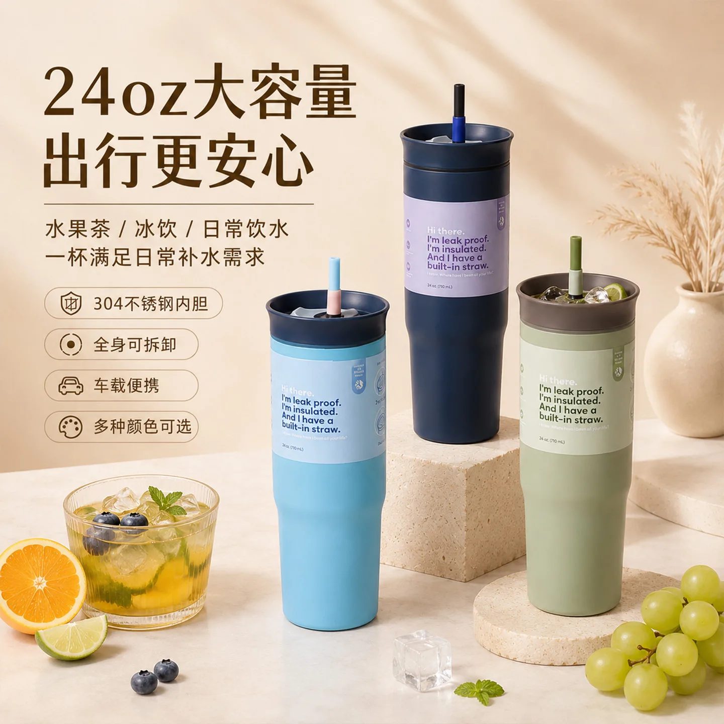 Stainless Steel Straw Tumbler image 2