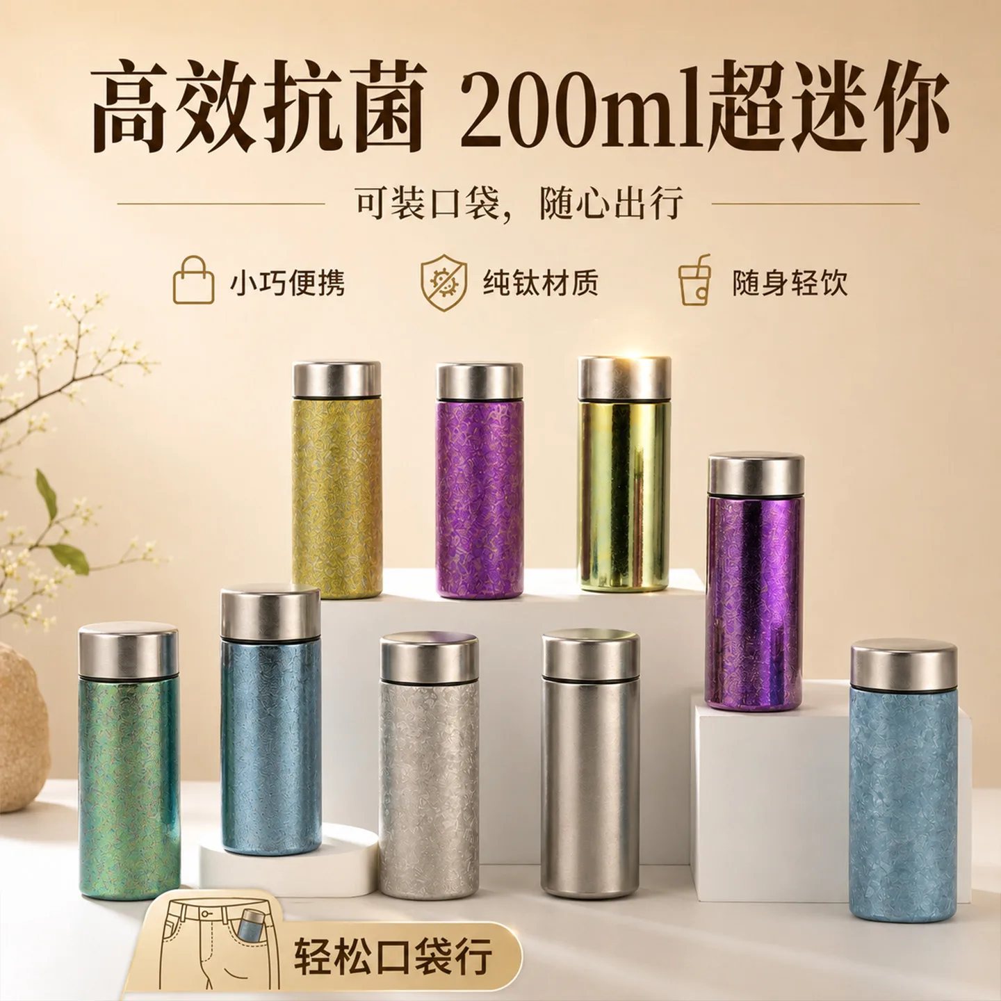 Pure Titanium Water Bottle HC-TI-053 image 2