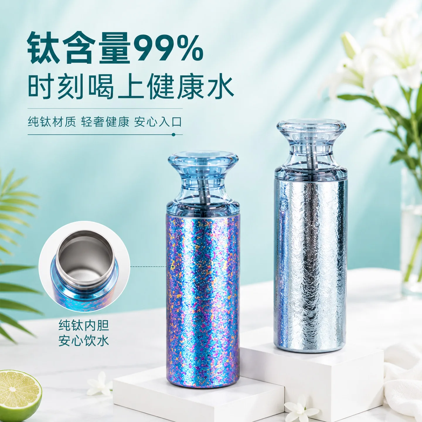 Pure Titanium Water Bottle HC-TI-058 image 2