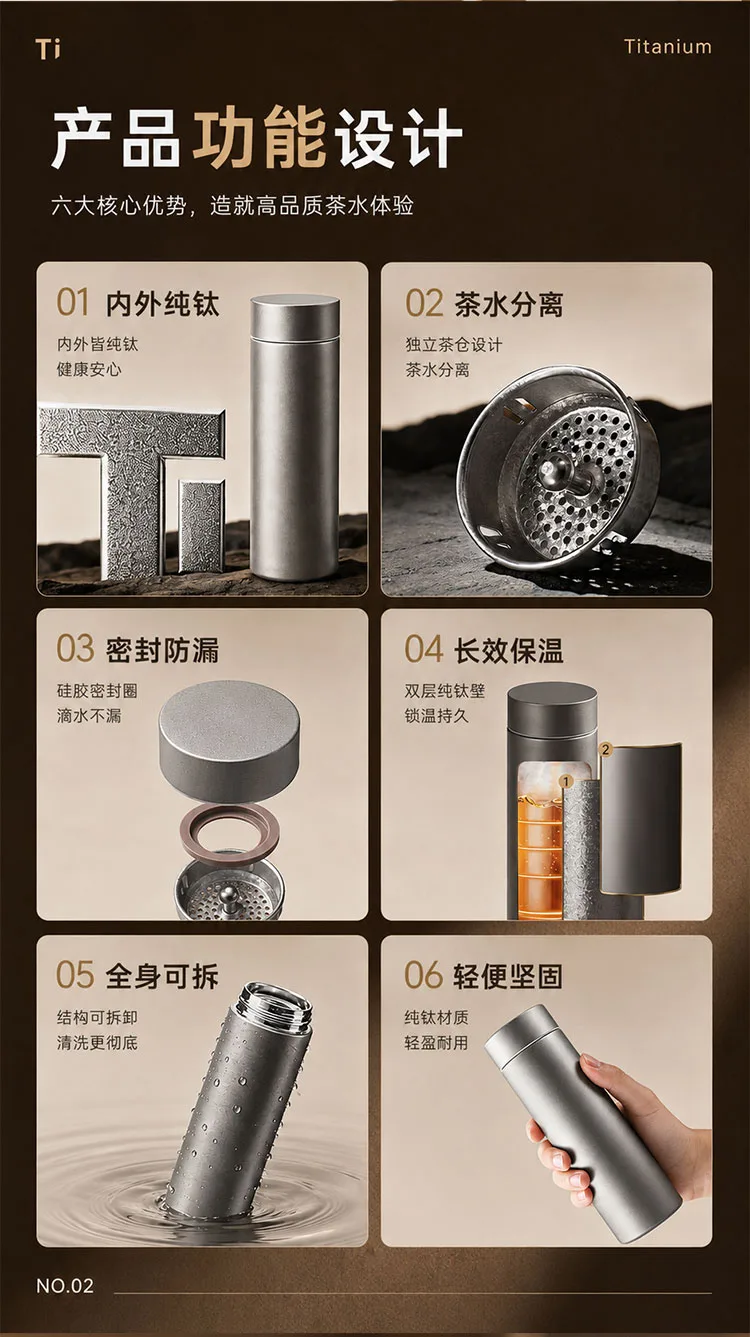Pure Titanium Water Bottle HC-TI-076 detail 2